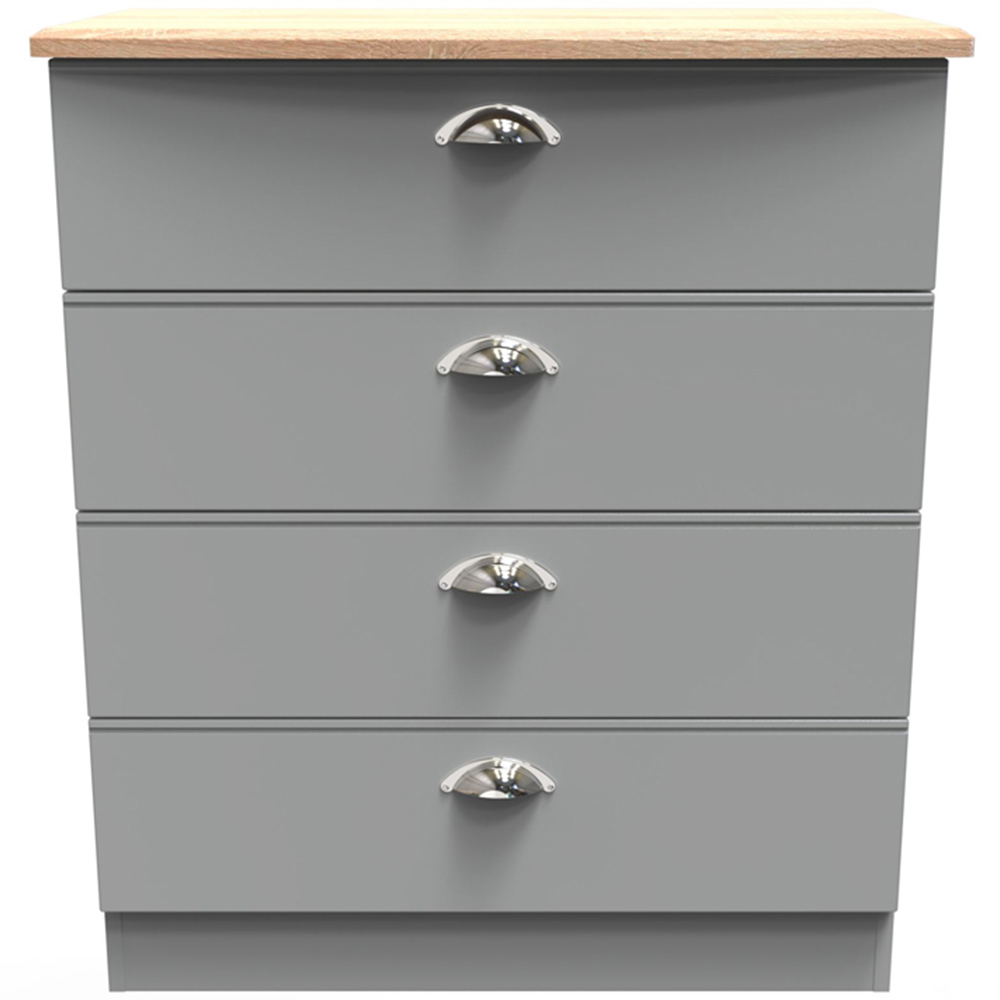 Crowndale Victoria 4 Drawer Dusk Grey and Oak Chest of Drawer Image 2