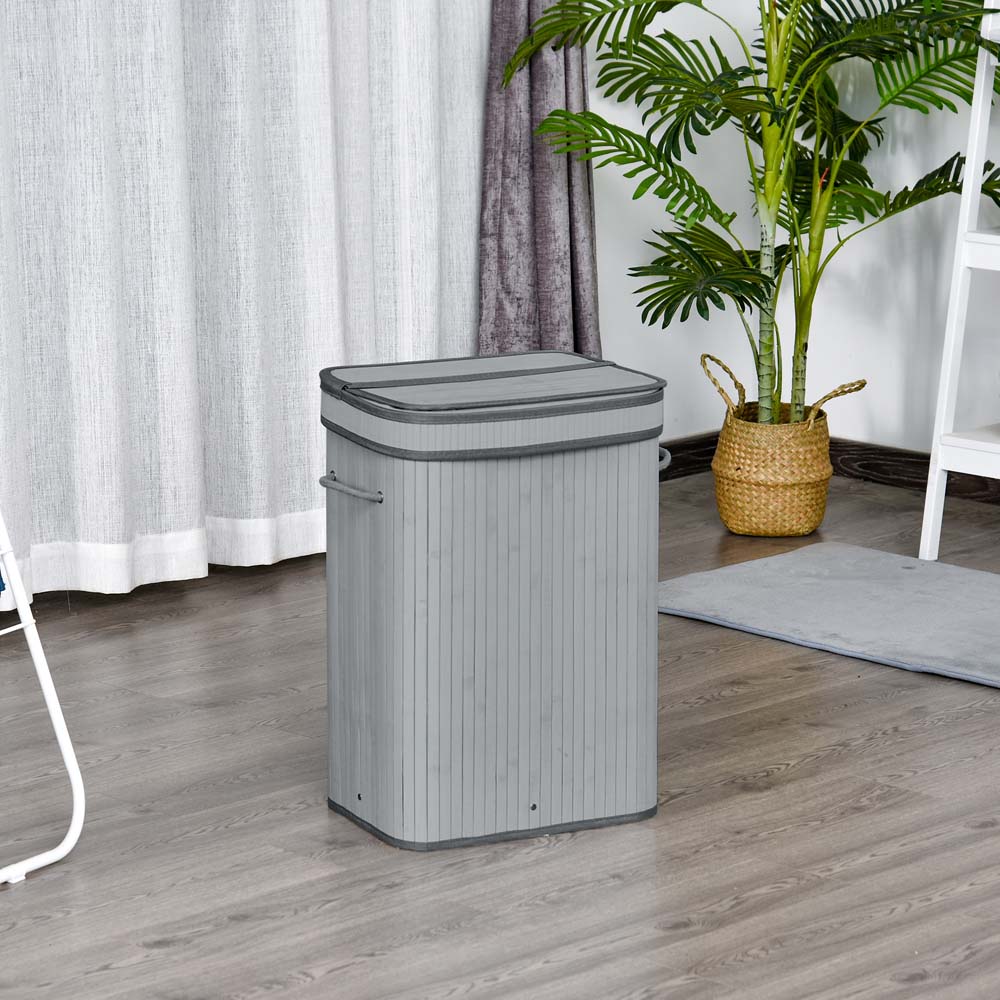 Portland Grey Wooden Laundry Hamper 70L Image 2