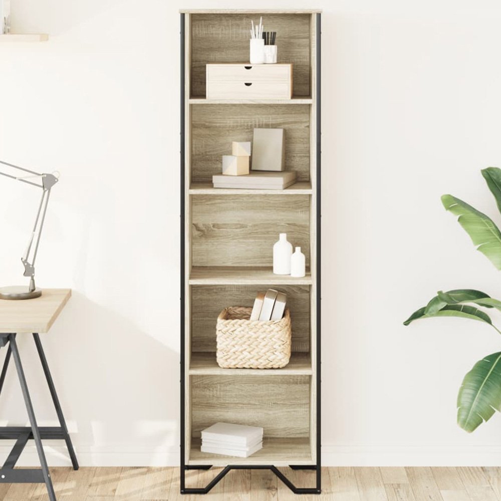 vidaXL 5 Shelf Sonoma Oak Bookcase Image 1