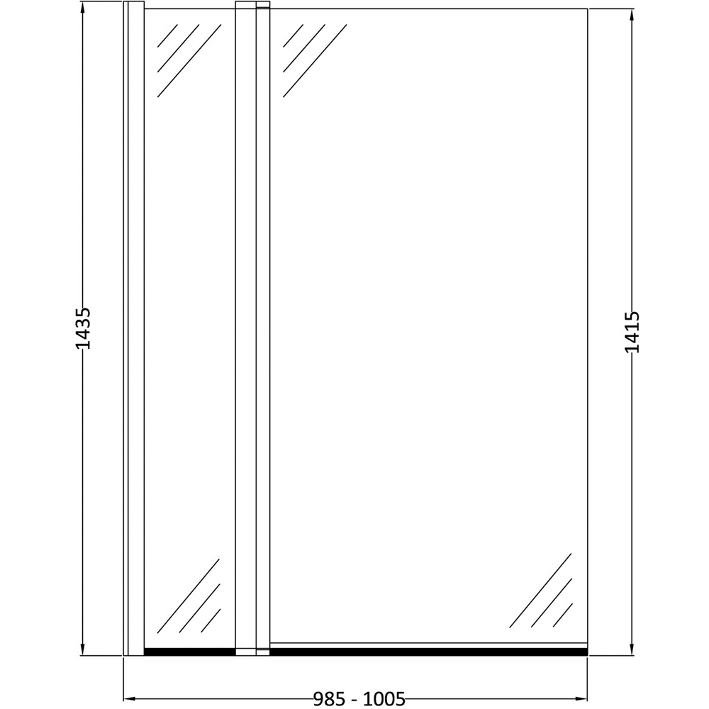 nuie Chrome Square Shower Bath Screen with Fixed Panel 1005mm Image 3