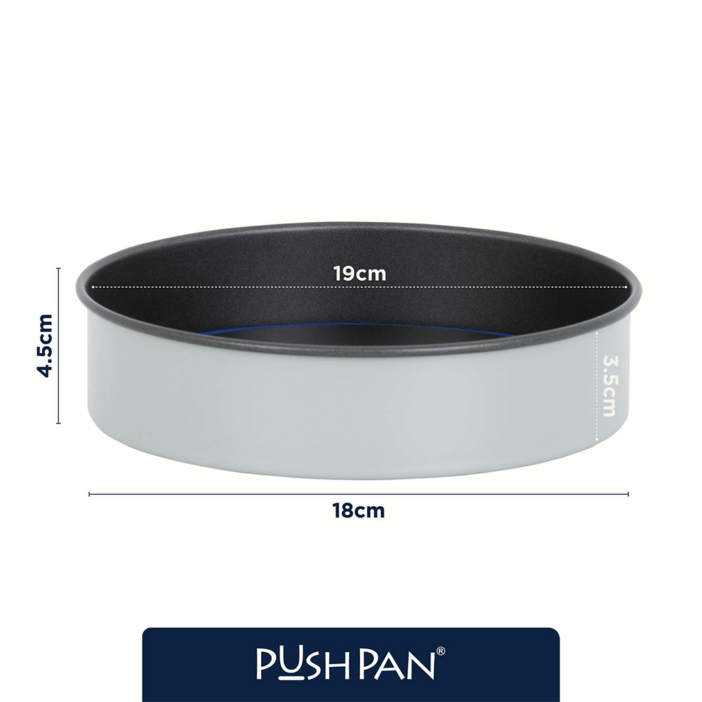 Wham PushPan 18cm Set of 2 Light Grey and Pewter Shallow Tin Image 9