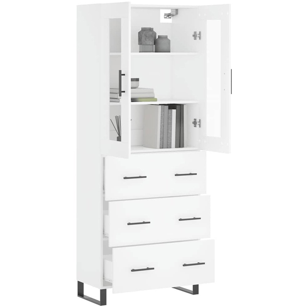 vidaXL 3 Door 3 Drawer White Highboard with Adjustable Shelves Image 3