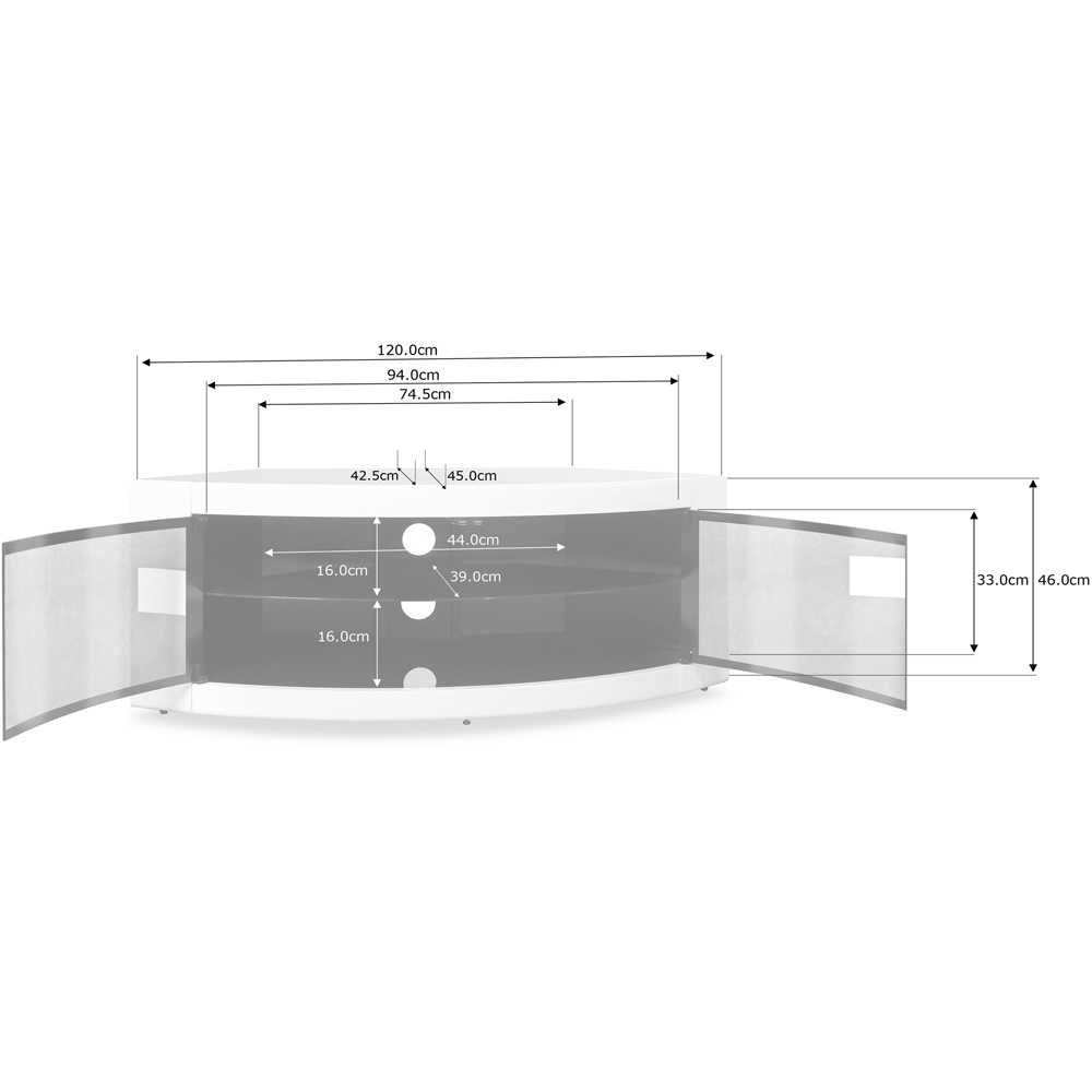 Centurion Pangea 2 Glass Door Gloss Black Greige Corner TV Cabinet for 32-50 inch TV Image 3