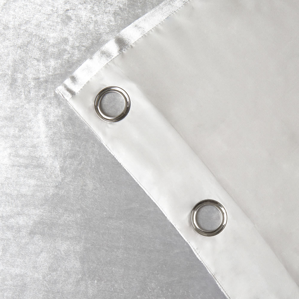 Wilko Silver Shimmer Velvet Effect Eyelet Curtains 167 W x 137cm D Image 3