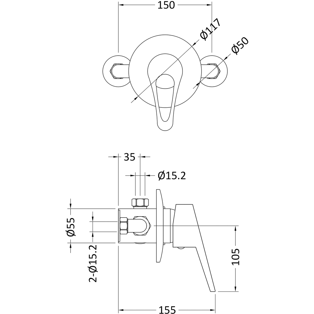 nuie Concealed or Exposed Shower Valve Image 5