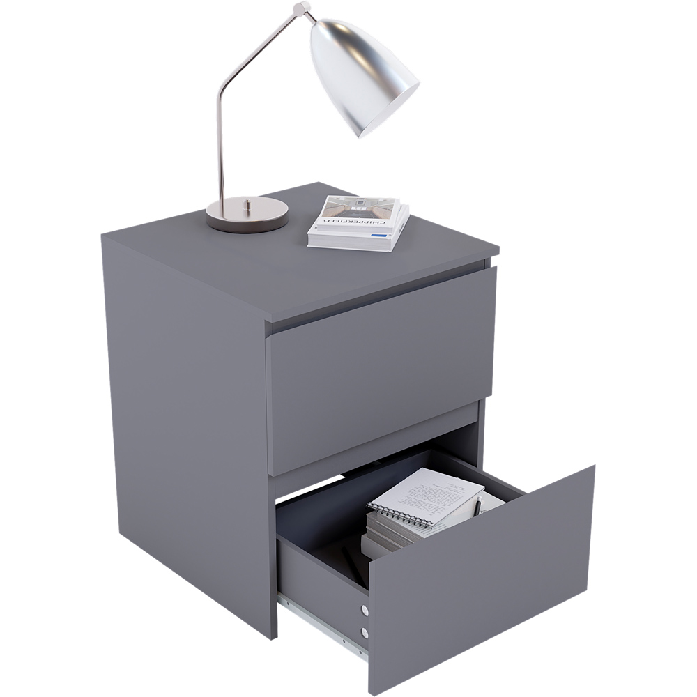 Vida Designs Denver 2 Drawer Grey Bedside Table Image 6