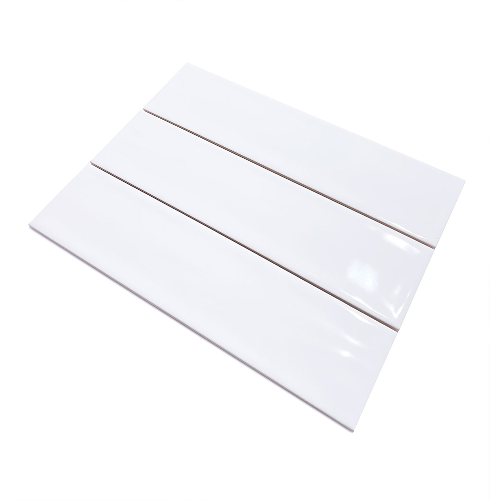 Top Ceramics White Gloss Flat Bumpy Metro Ceramic Wall Tile 300 x 75mm Image 2