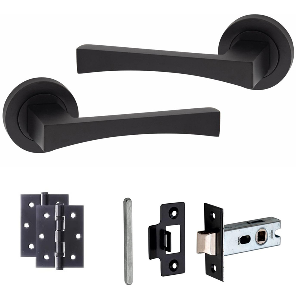 Golden Grace Matt Black Wave Latch Handles Set 52mm Image 1