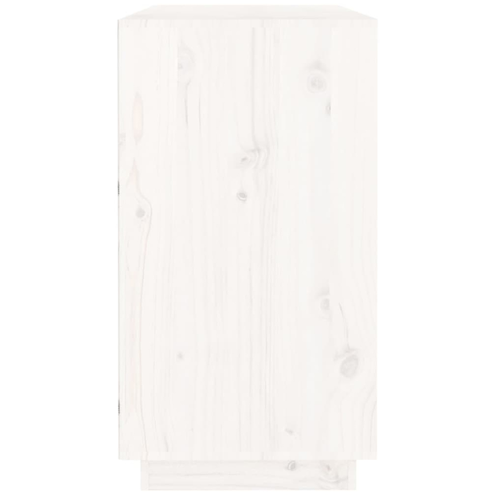 vidaXL 2 Door 3 Shelf White Solid Pine Wood Sideboard Image 5