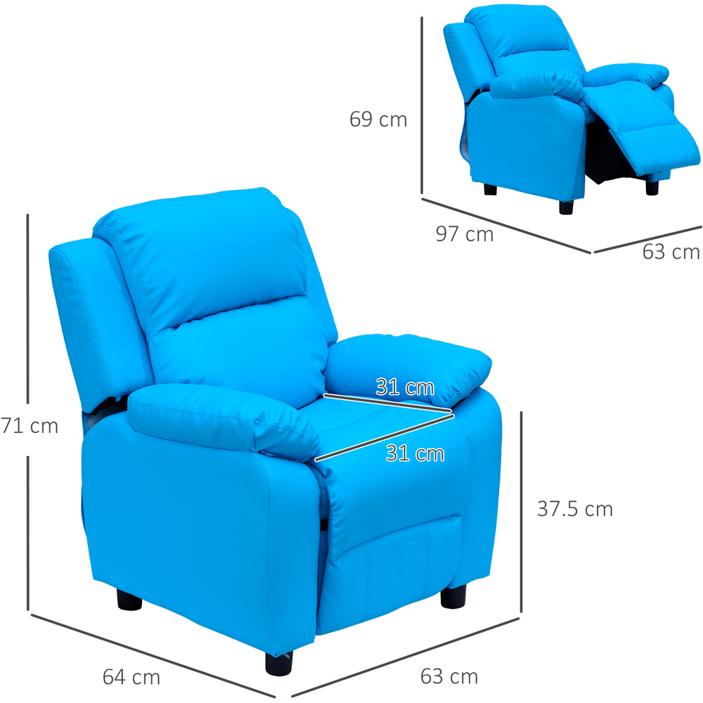 HOMCOM Kids Single Seat Blue Sofa Image 7