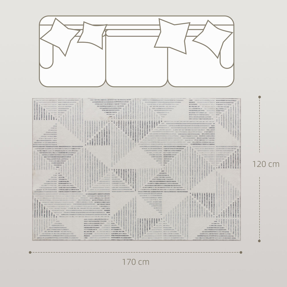 HOMCOM Grey Geometric Non Slip Rug 120 x 170cm Image 9