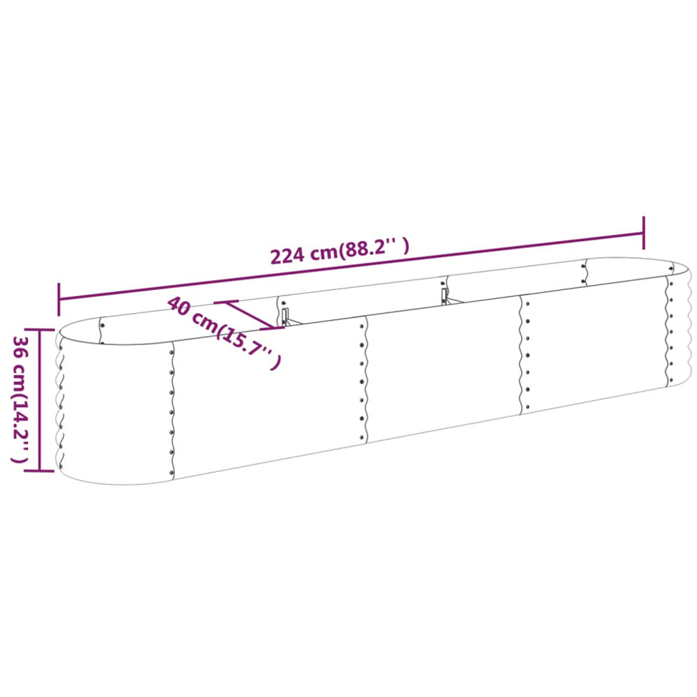 vidaXL Silver Galvanised Steel Raised Garden Bed 36 x 40 x 224cm Image 5