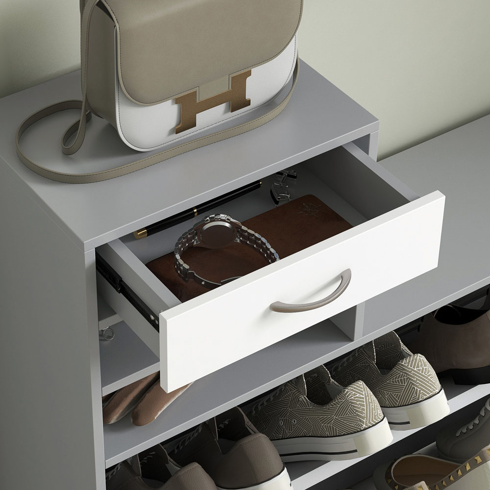 HOMCOM 2 Piece Grey Hallway Furniture Set with Mirror Image 3