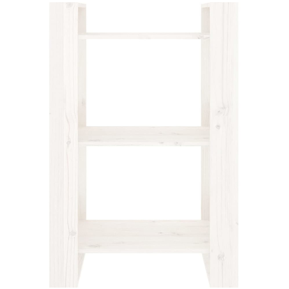 vidaXL 3 Shelf White Solid Pine Wood Bookcase Image 3