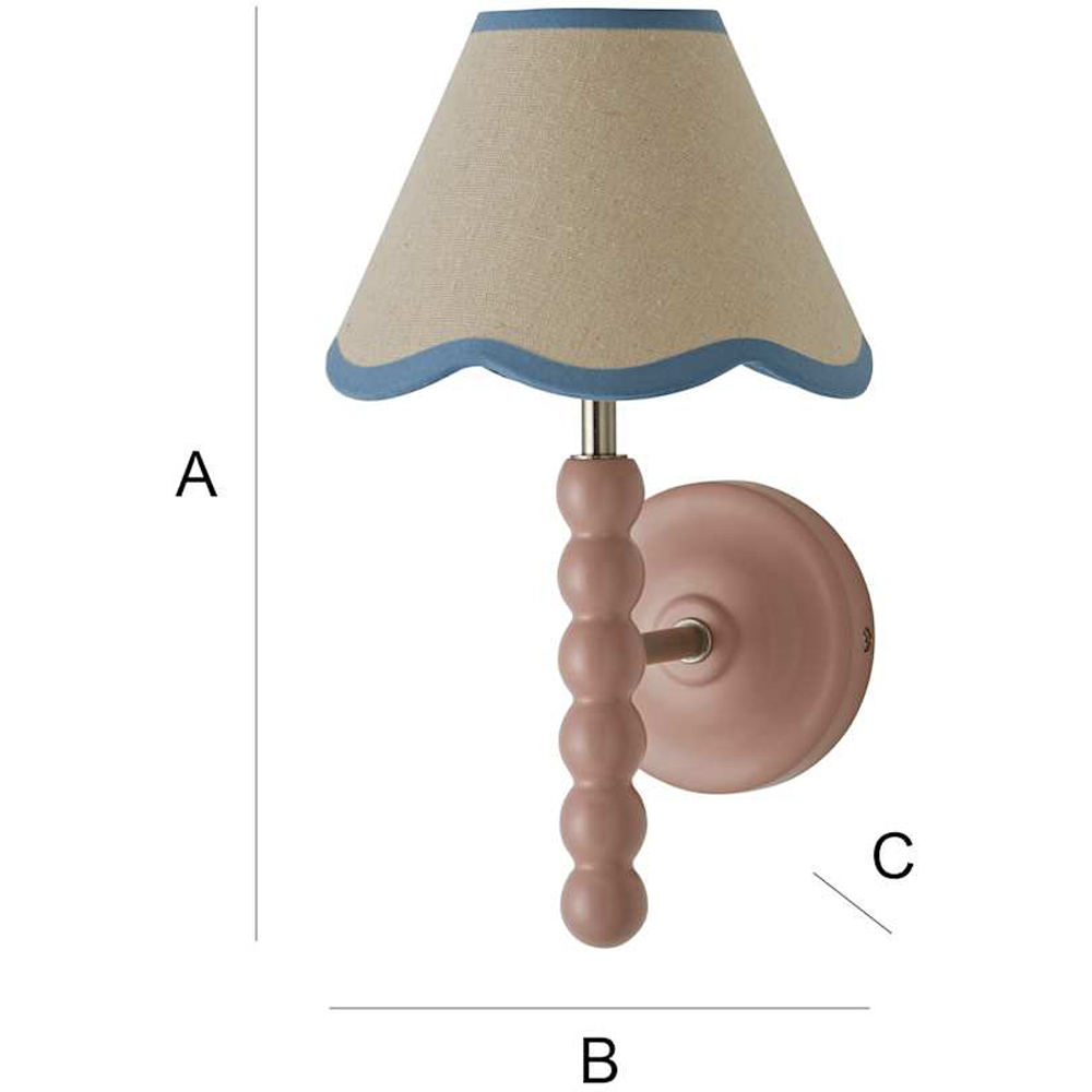 ValueLights Blue Trim Scallop Shade Pink Bobbin LED Wall Light with Bulb Image 7