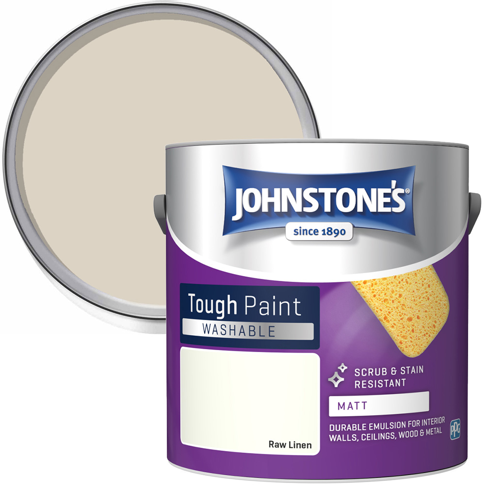 Johnstone's Washable Raw Linen Matt Emulsion Paint 2.5L Image 1