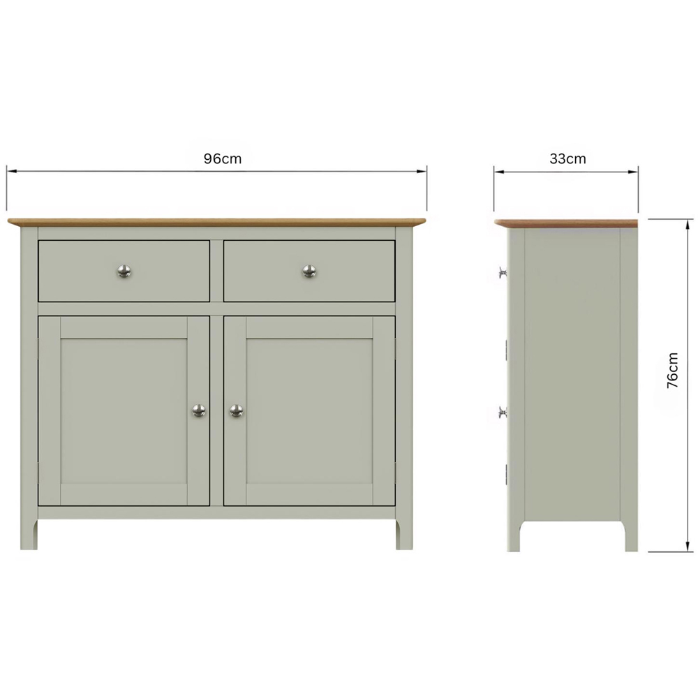 FWStyle Taberno 2 Drawer 2 Door Sage Green and Oak Sideboard Image 9