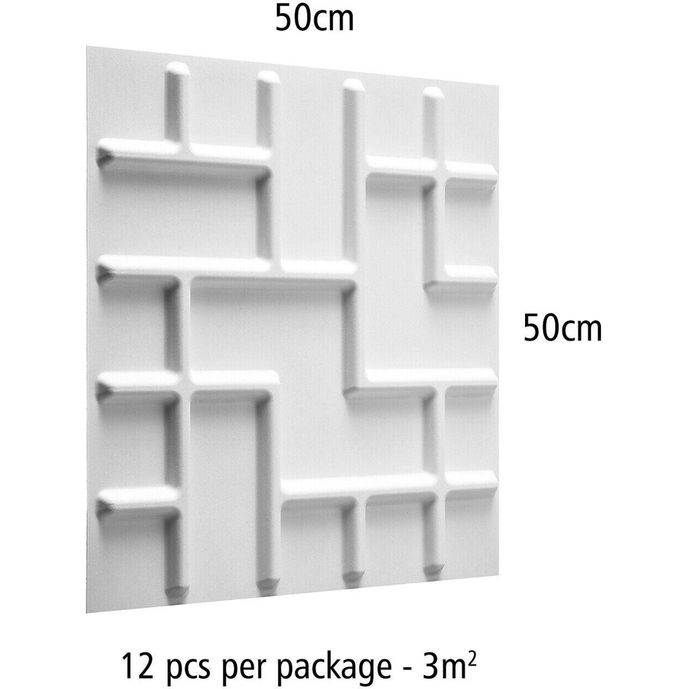 Walplus Off White Tetris 3D Wall Panel 12 Pack Image 6