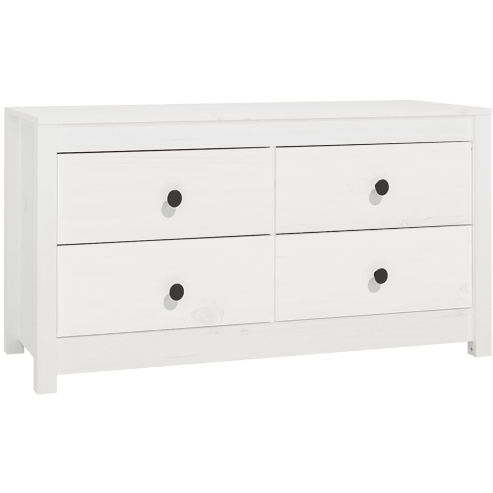 vidaXL 4 Drawer White Solid Pine Wood Sideboard Image 2