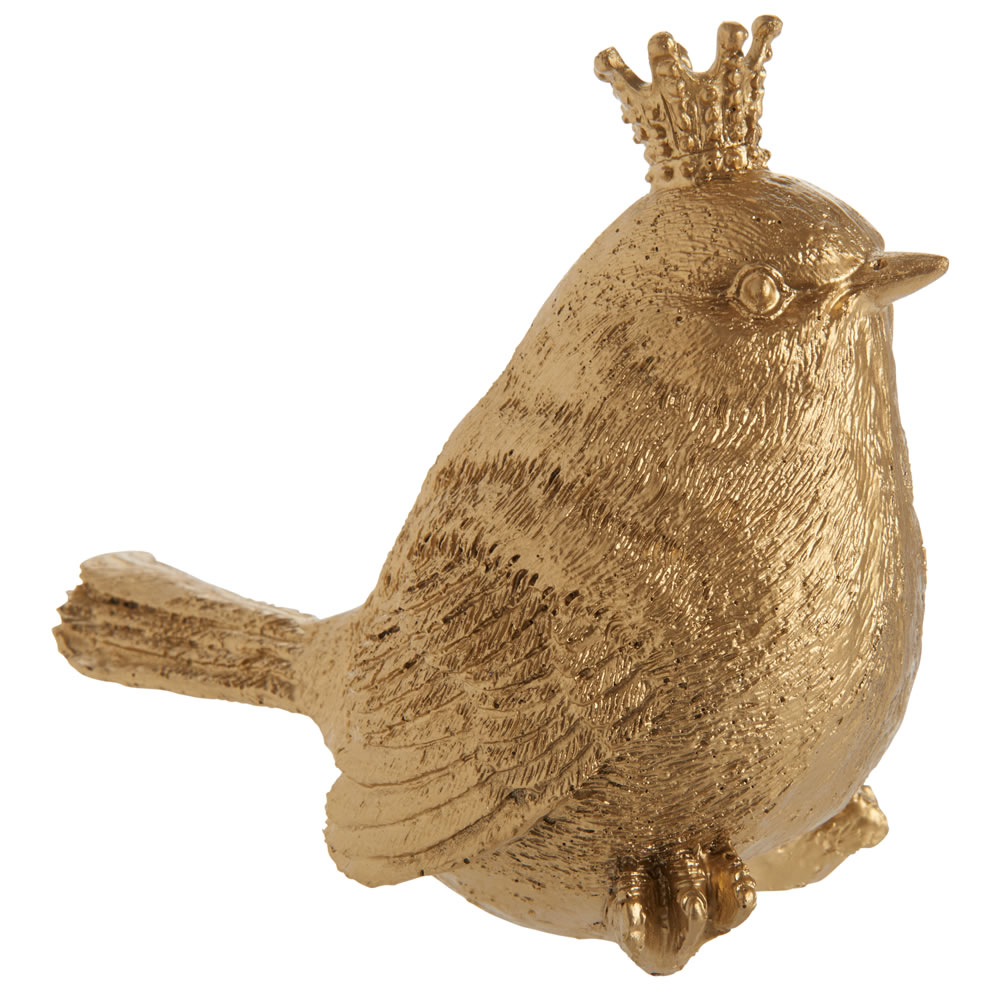 Wilko Midnight Magic Antique-Gold Bird With Crown Christmas Decoration Image