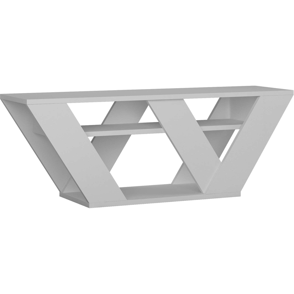 Decortie Pipralla 2 Shelf White Modern TV Unit Image 2
