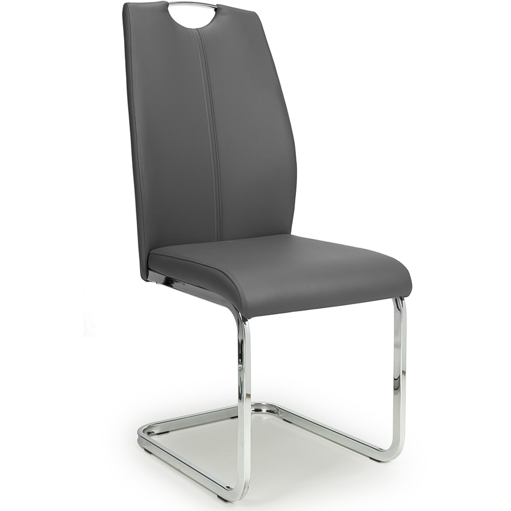 Toledo Set of 4 Grey Leather Effect Dining Chairs Image 3