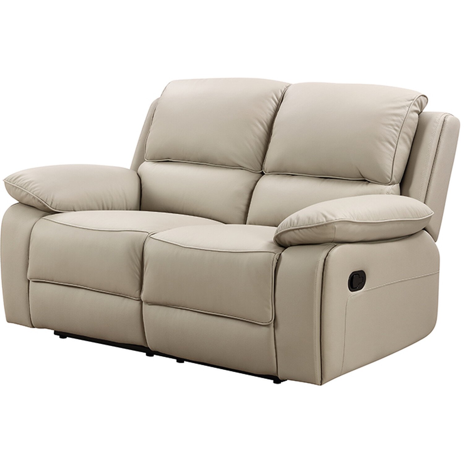 Salerno 2 Seater Light Grey Leather Manual Recliner Sofa Image 2
