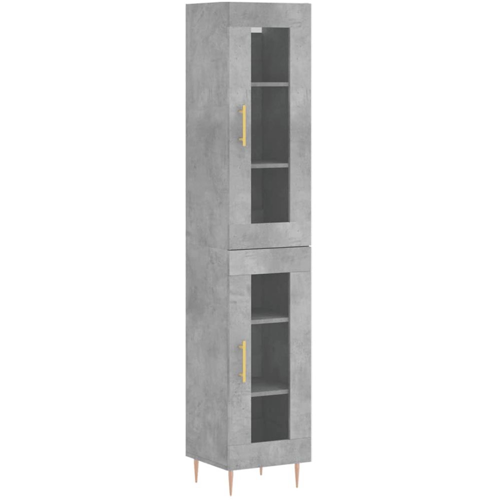 vidaXL 2 Glass Door Concrete Grey Highboard Image 2