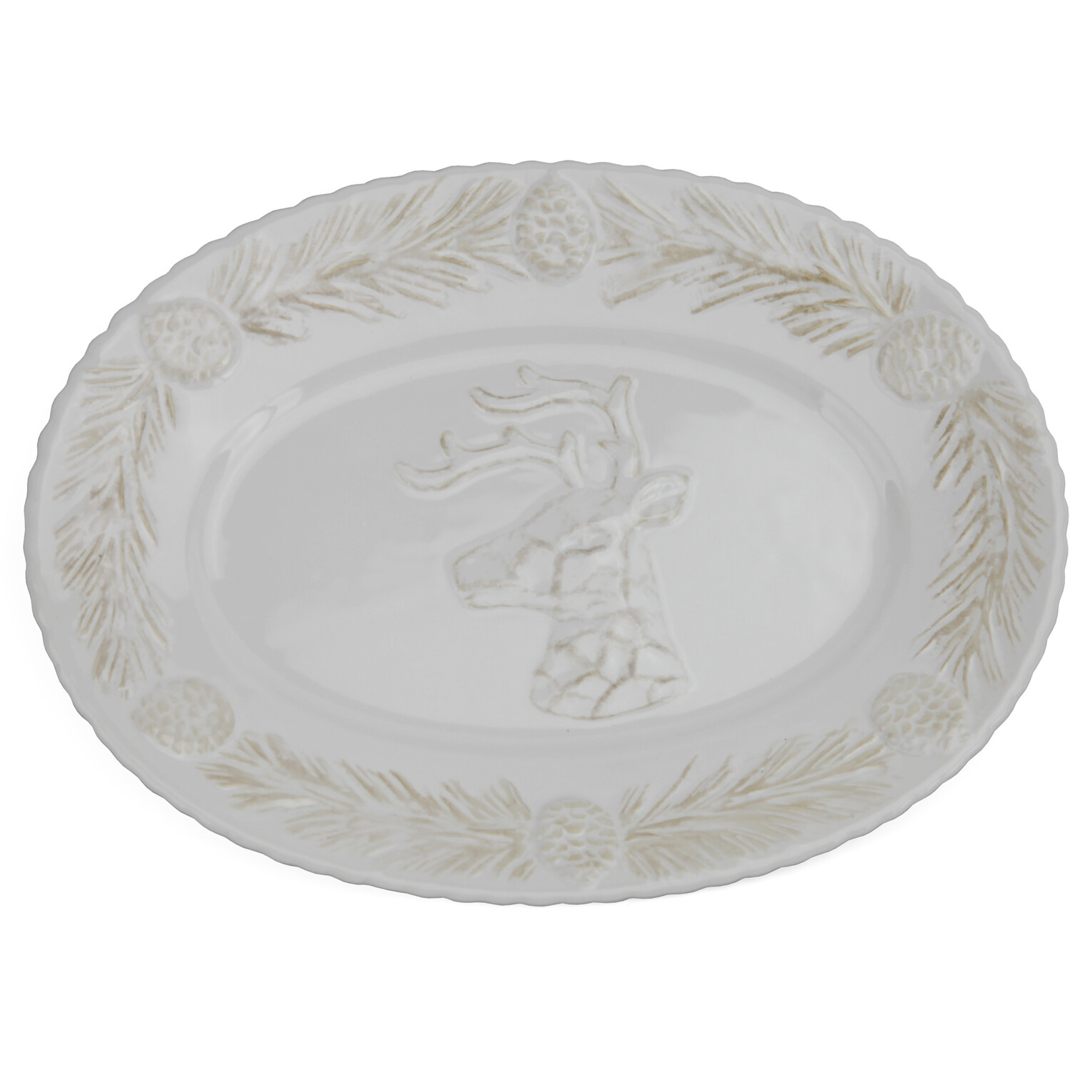 Rustic Stag Oval Plate - White Image