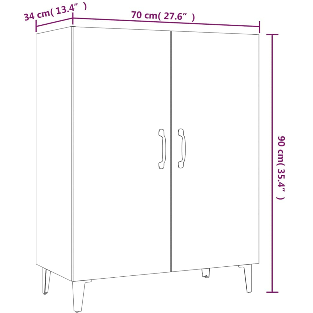 vidaXL 2 Door White Sideboard Image 8