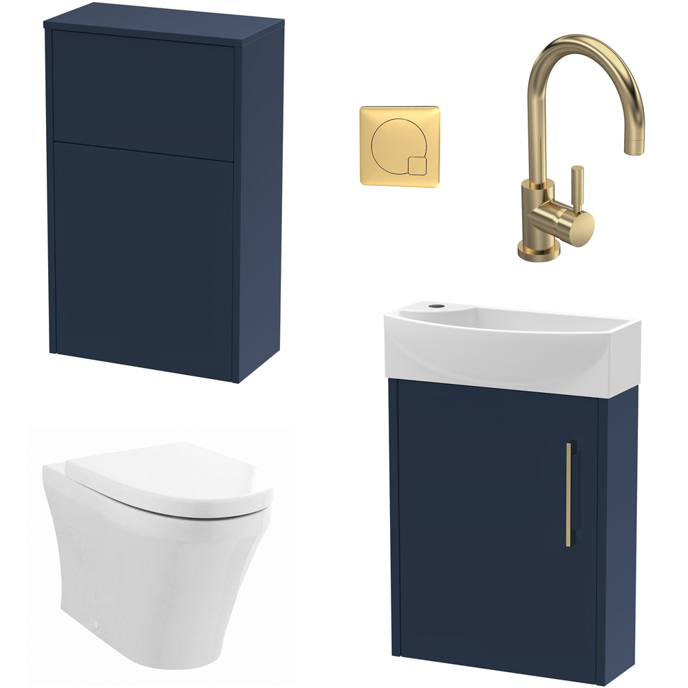 Hudson Reed Juno 440mm Midnight Blue Wall Hung Unit with WC and Tap Image 1