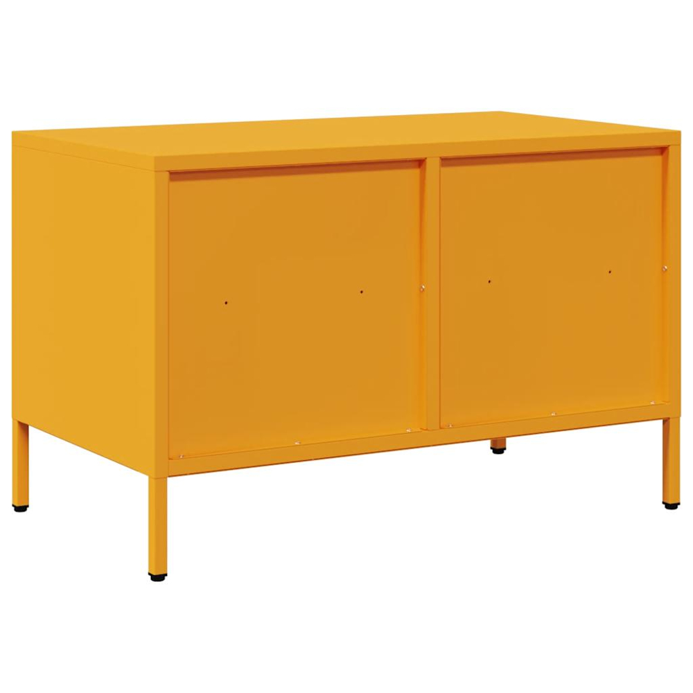 vidaXL 2 Drawer 2 Shelf Mustard Yellow Cold-Rolled Steel TV Cabinet Image 5
