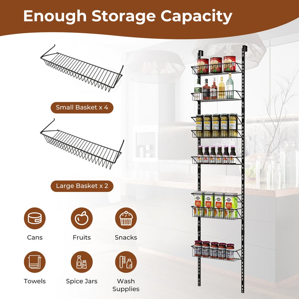 Costway 6 Shelf Over The Door Pantry Rack Image 6