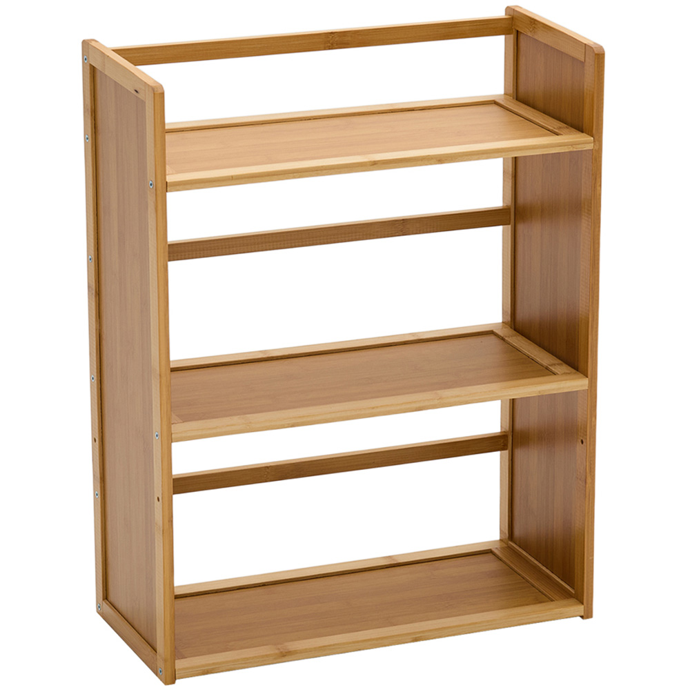Living and Home 3 Shelf Natural Bamboo Desktop Bookshelf with Guardrail ...