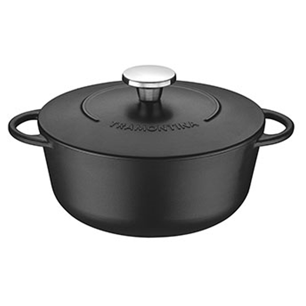 Tramontina Trento 24cm Black Enamelled Cast Iron Casserole Dish Image 1