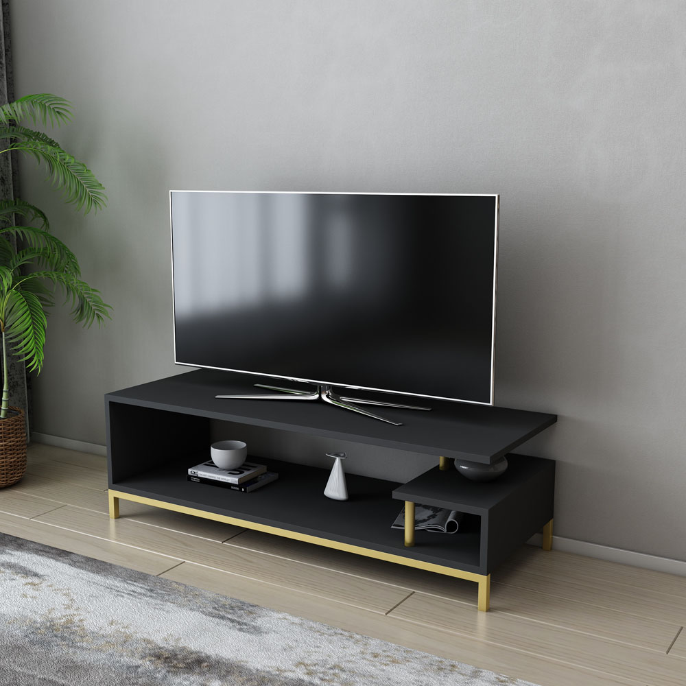 Decorotika Reilly 2 Shelf Gold and Anthracite TV Unit Image 4