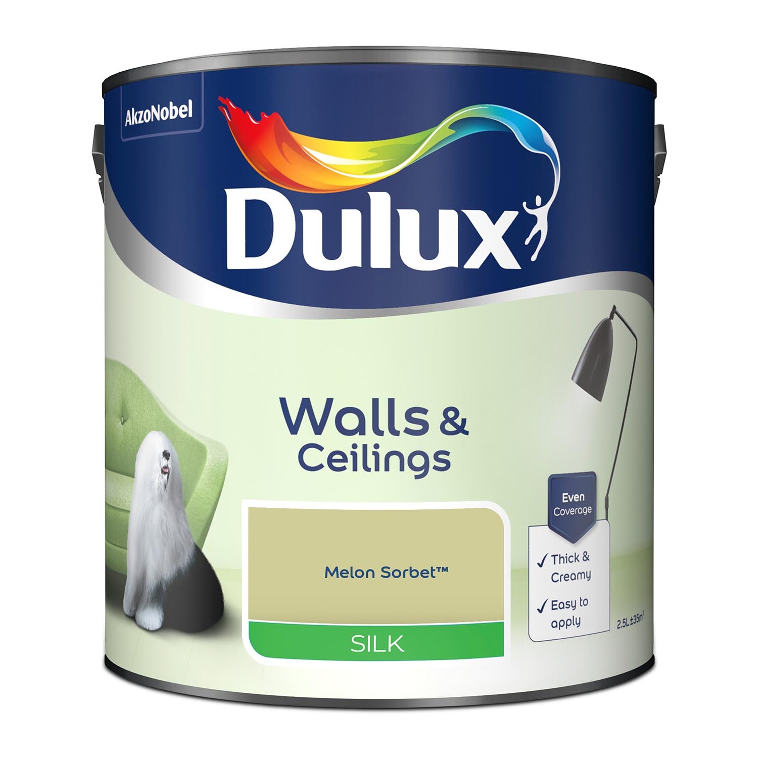 Dulux Walls & Ceilings Melon Sorbet Silk Emulsion Paint 2.5L Image 3