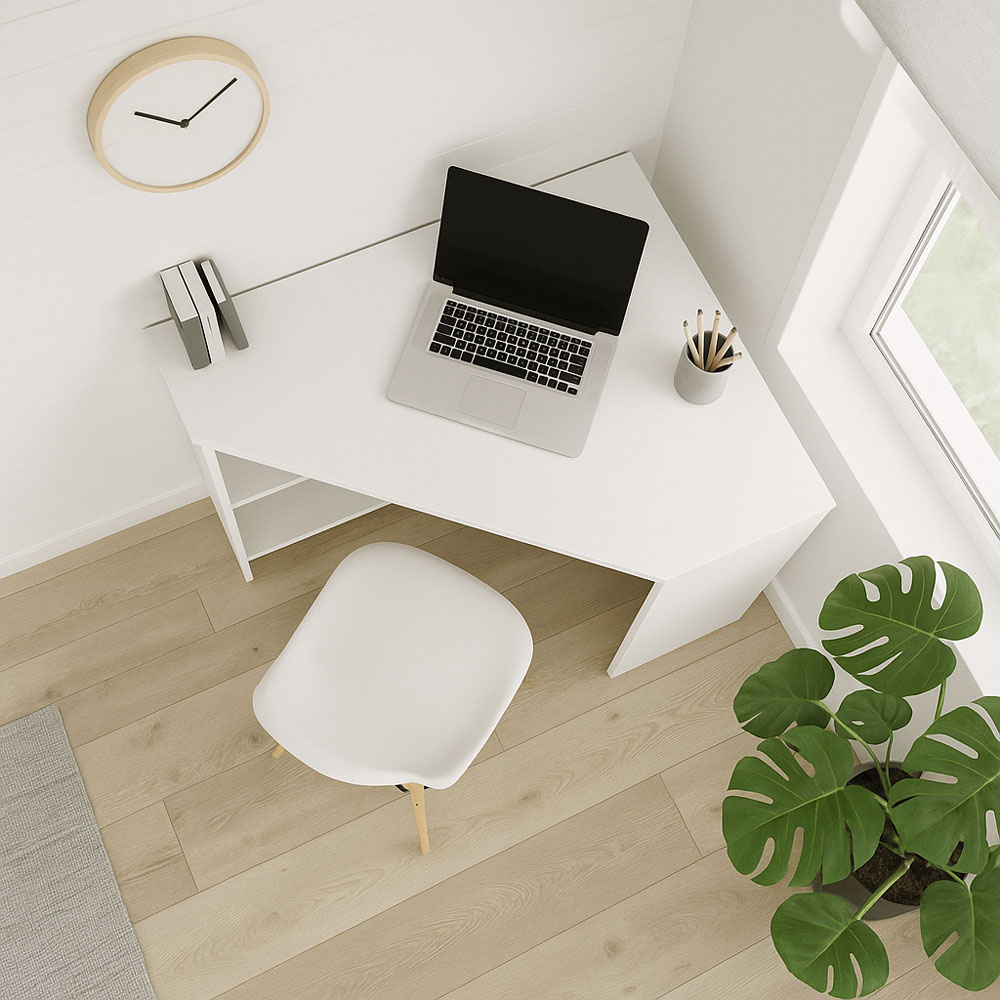 Decorotika Alison 3 Shelf Corner Computer Desk White Image 4