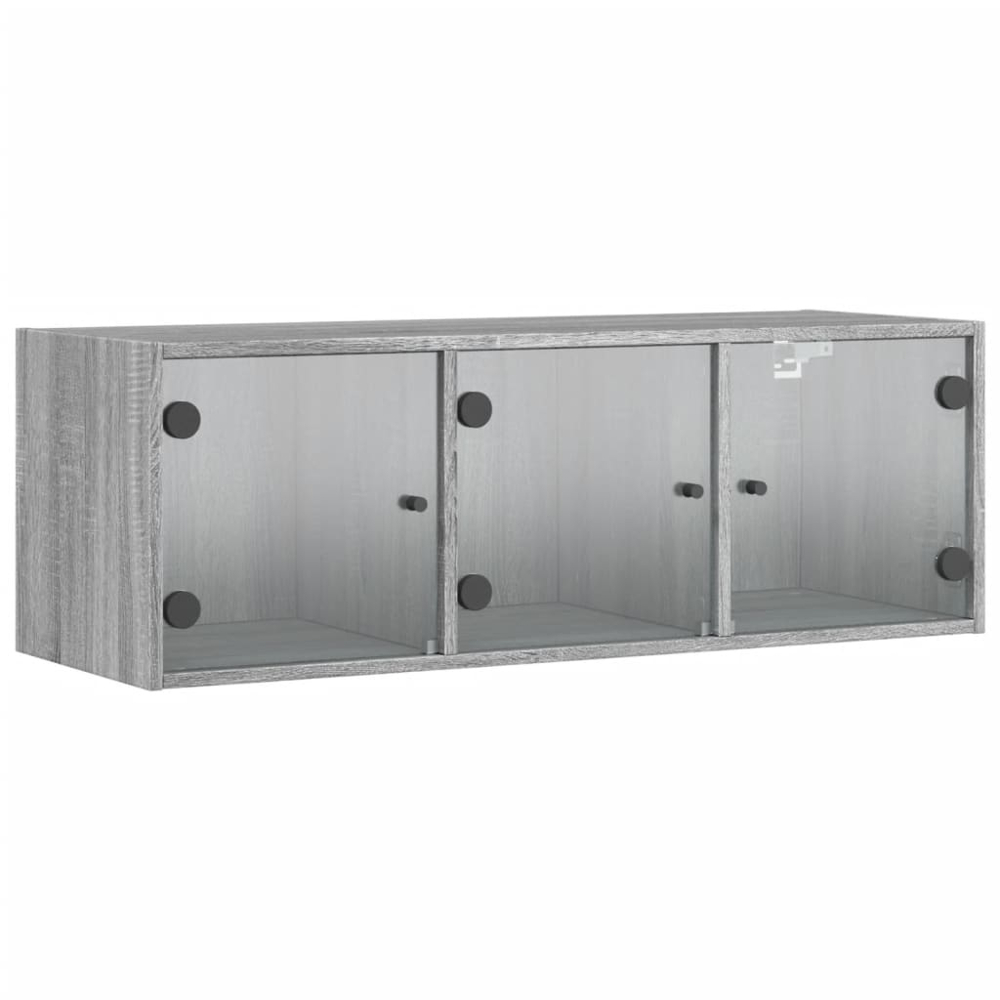 vidaXL 3 Door Grey Sonoma Glass Wall Cabinet Image 2