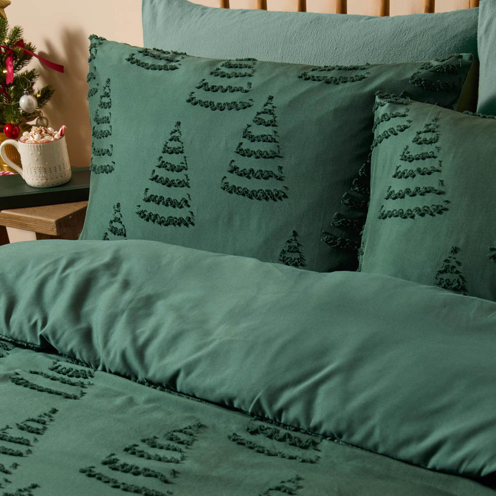 Duvet Day Green King Size Trees Soft Tufted Christmas Duvet Cover Set Image 2
