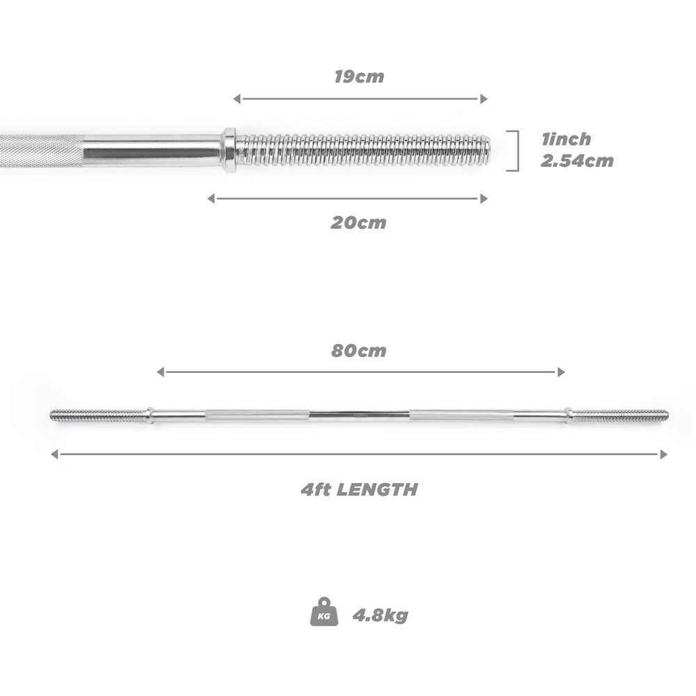 Phoenix Straight Standard 1 inch Barbell Bar 4ft Image 3