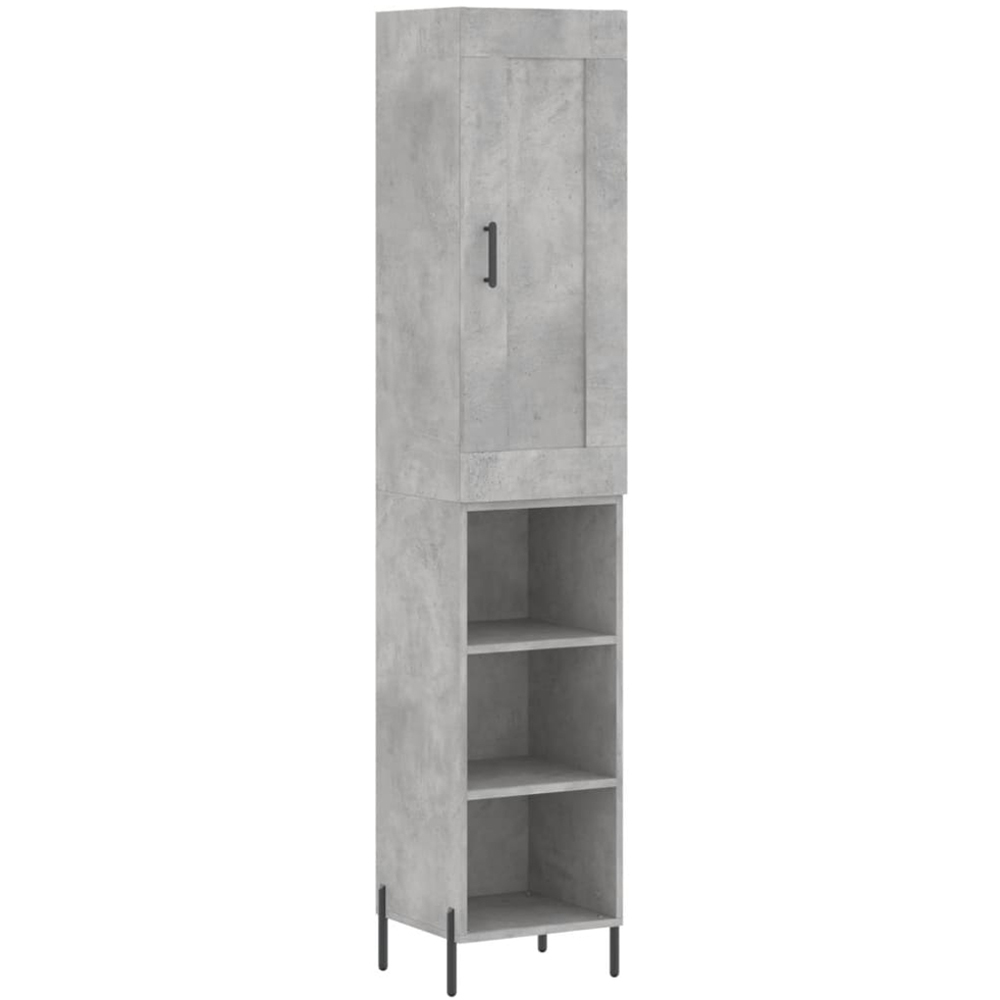 vidaXL Single Door 3 Shelf Concrete Grey Highboard Image 2