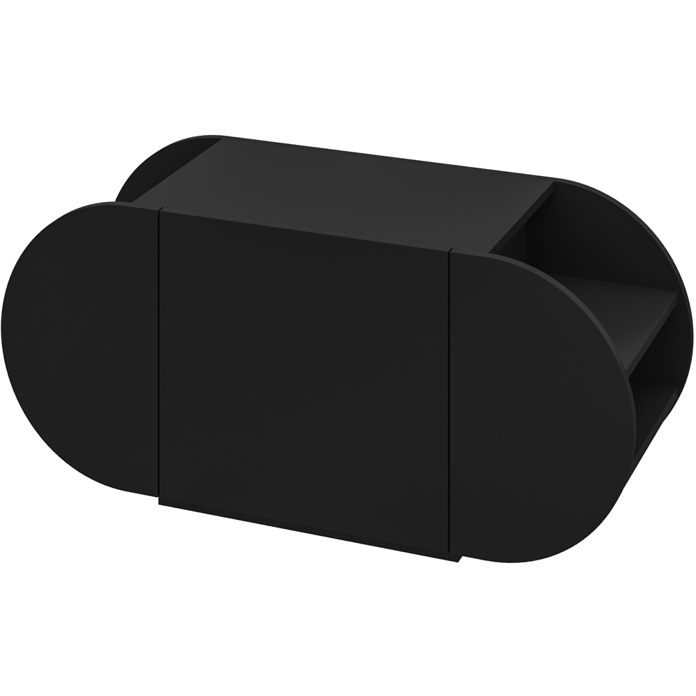 Decortie Pozy 2 Shelf Single Door Black Modern Shoe Storage Bench Image 2