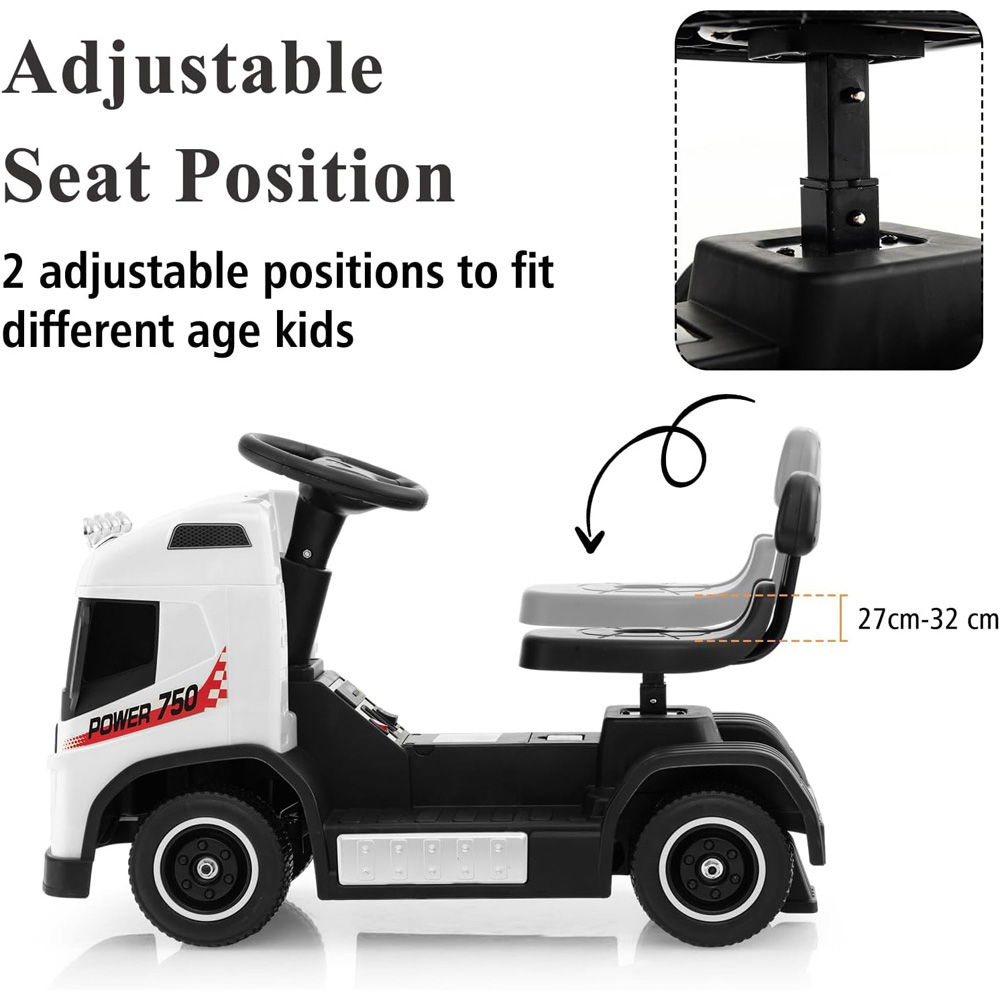 Costway White Electric Ride-On Truck with Adjustable Seat and LEDs Image 7