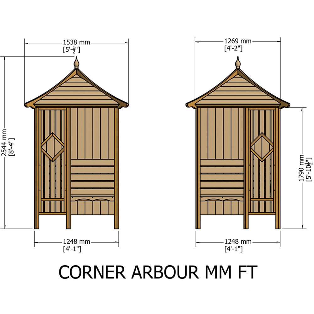 Shire 4 x 4ft Pressure Treated Corner Arbour Image 7