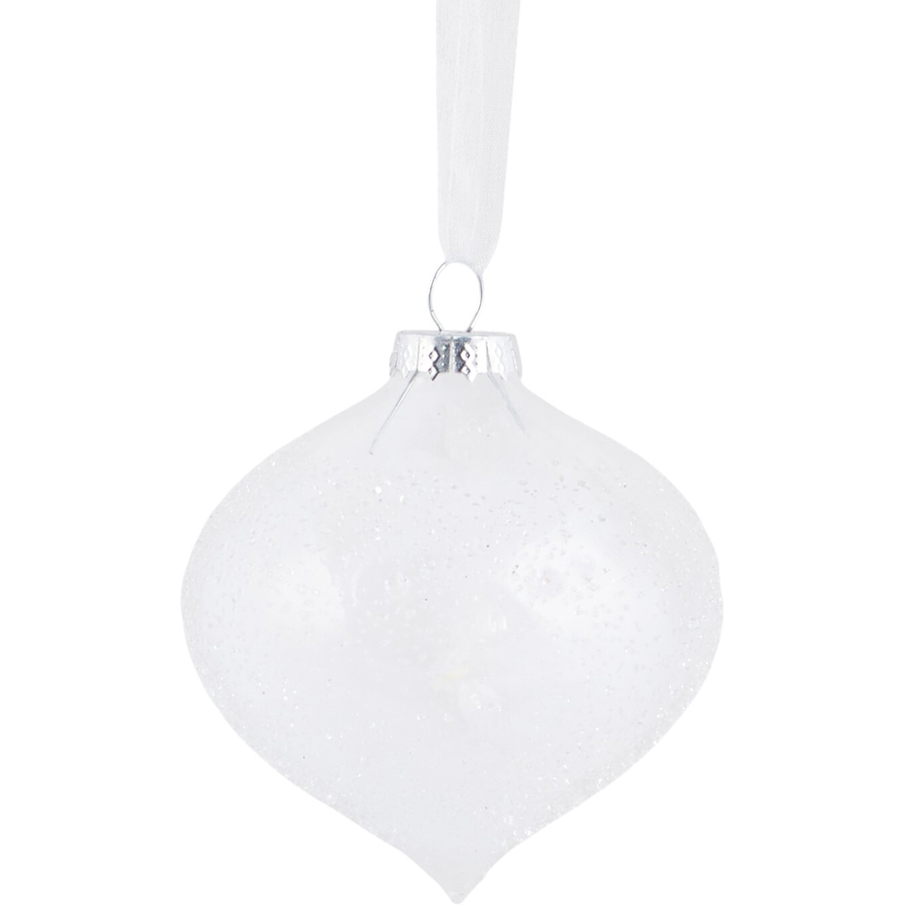 Alpine Lodge White Glass Sparkle Bauble Single Ornament Image 4