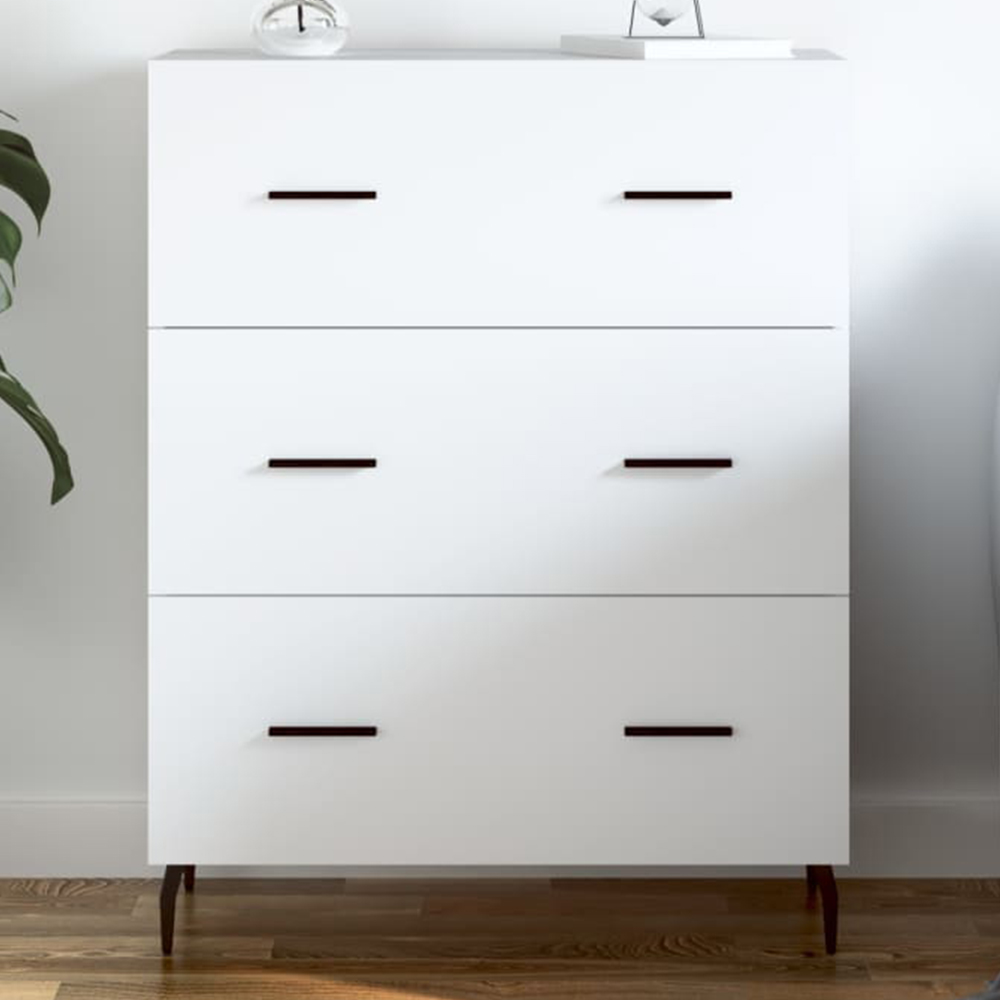 vidaXL 3 Drawer White Sideboard Image 1