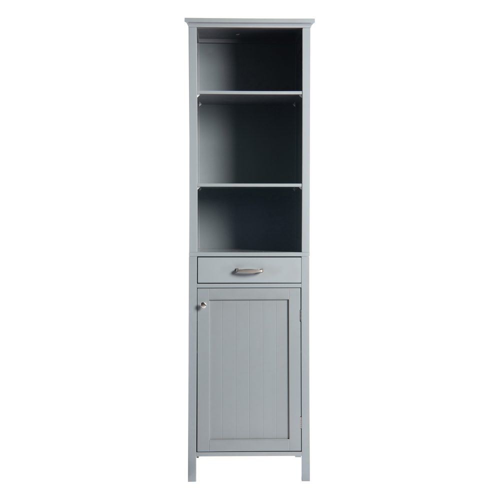 Greenhurst Single Door Single Drawer Grey Tall Storage Cabinet Image 2