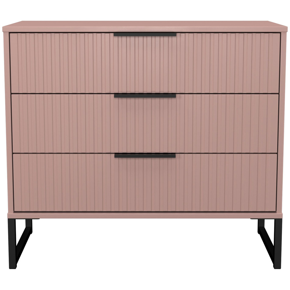 Crowndale Fluted 3 Drawer Kobe Pink Chest of Drawers Ready Assembled Image 2