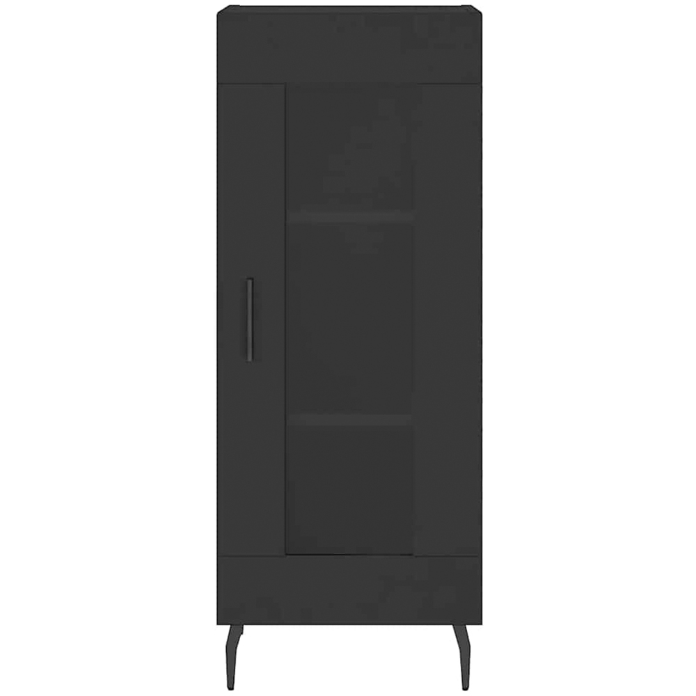 vidaXL Single Glass Door 3 Shelf Black Wooden Sideboard Image 5